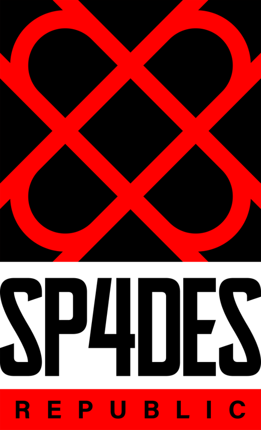 SP4DES Republic logo: four interlocking red spades on black, with the wordmark SP4DES and a red Republic bar